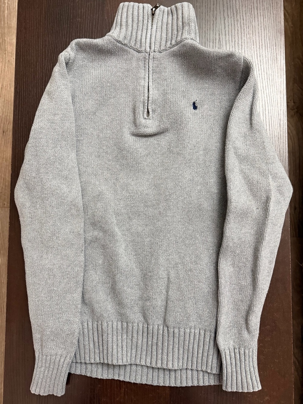 Polo Ralph Lauren Light Gray 1/4 Zip Cotton Sweater. Size Large (14-16) Boys